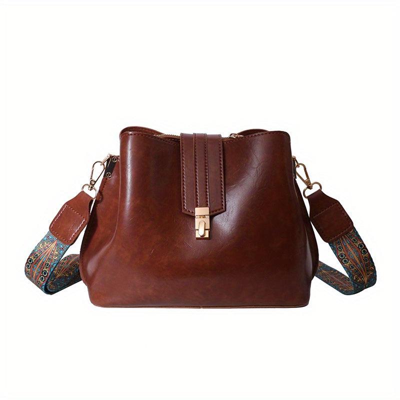 Ethnic Strap Crossbody Bucket Bag Retro Style