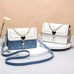 Heart Embroidery Crossbody Bag Chain Decor Square Purses