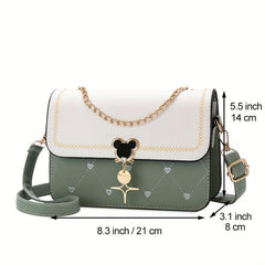 Heart Embroidery Crossbody Bag Chain Decor Square Purses