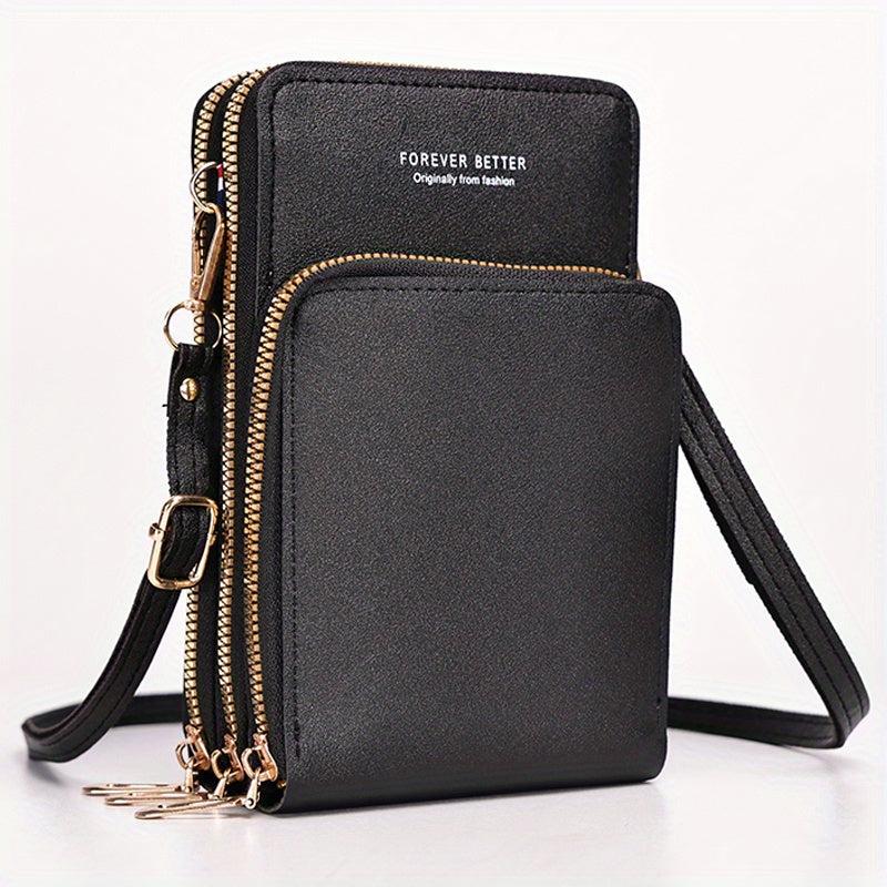 Touch Screen Cell Phone Purse Wallet Small PU Leather Card Pockets Crossbody Bag