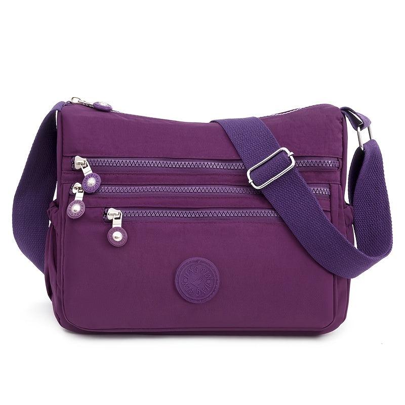 Letter Patch Crossbody Bag Casual Nylon Shoulder Purse
