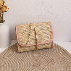 Straw Woven Tassel Crossbody Bag Stylish Handbag 46x3x14cm