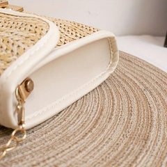 Straw Woven Tassel Crossbody Bag Stylish Handbag 46x3x14cm