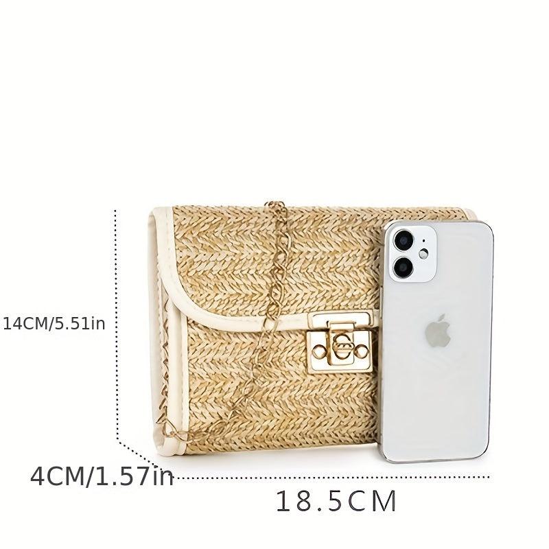 Straw Woven Tassel Crossbody Bag Stylish Handbag 46x3x14cm