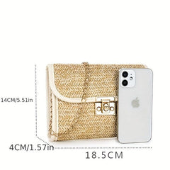 Straw Woven Tassel Crossbody Bag Stylish Handbag 46x3x14cm