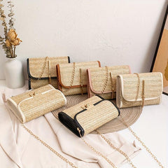 Straw Woven Tassel Crossbody Bag Stylish Handbag 46x3x14cm