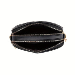 Crossbody Bag Small Shoulder Purse Double Zipper Embroidery Solid