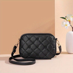 Crossbody Bag Small Shoulder Purse Double Zipper Embroidery Solid