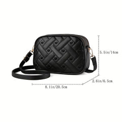 Crossbody Bag Small Shoulder Purse Double Zipper Embroidery Solid