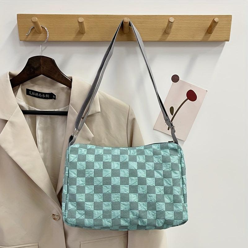 Checkerboard Crossbody Bag Nylon Shoulder Bag