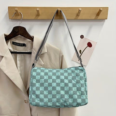 Checkerboard Crossbody Bag Nylon Shoulder Bag