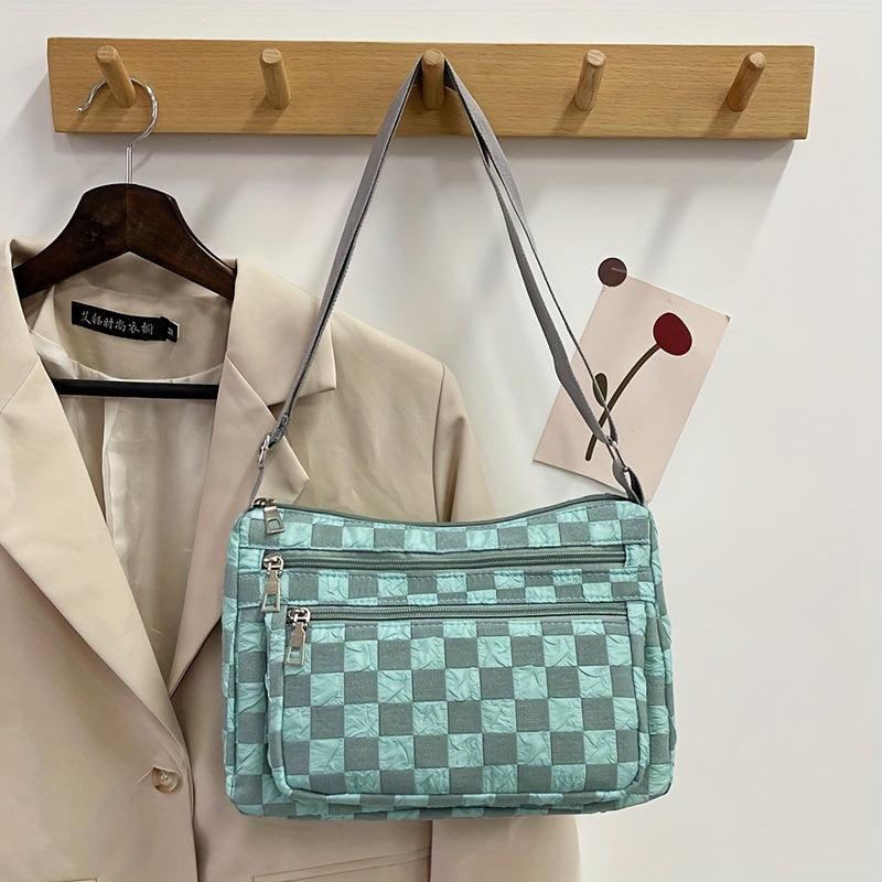 Checkerboard Crossbody Bag Nylon Shoulder Bag
