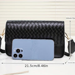 Square Crossbody Bag PU Leather Textured Bag Purse Classic Shoulder Bag