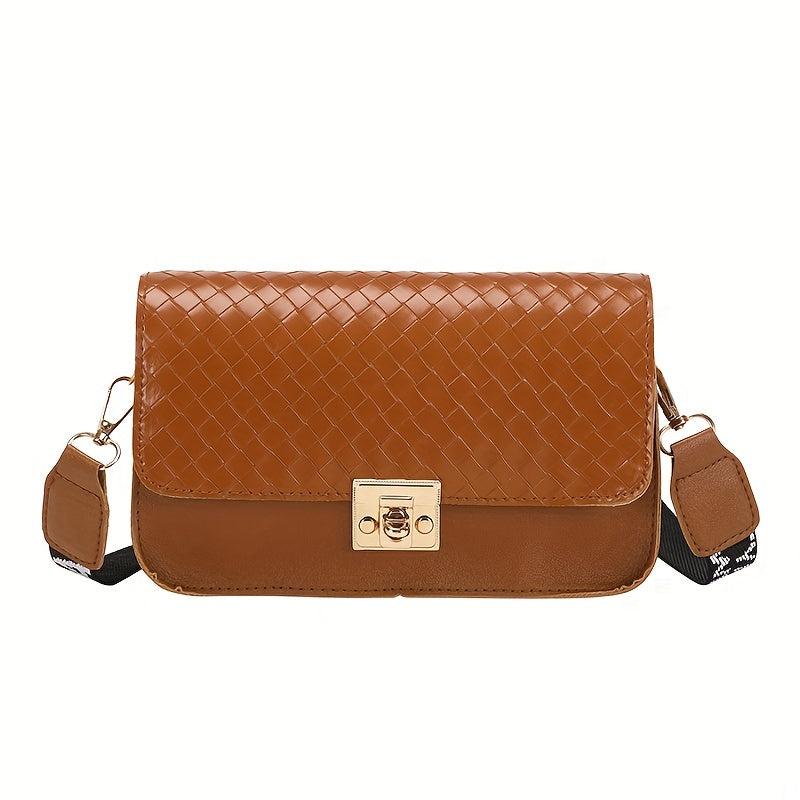 Square Crossbody Bag PU Leather Textured Bag Purse Classic Shoulder Bag