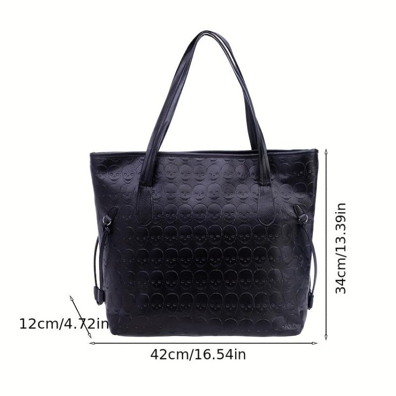 Punk Style Skull Embossed Tote Bag Halloween Ghost Skull Elf Handbag