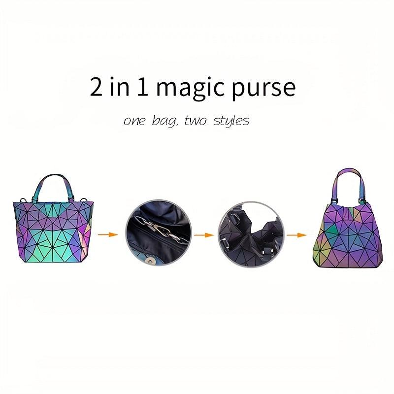 Geometric Luminous Crossbody Bag PU Leather Tote