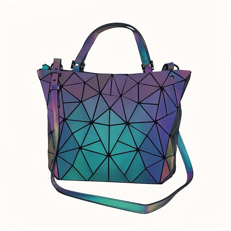 Geometric Luminous Crossbody Bag PU Leather Tote