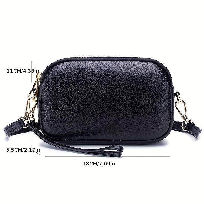 Three Layer Zipper Clutch Bag Women's Crossbody Bag Leather Purse