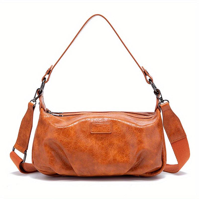 Retro Zipper Underarm Bag Double Layer Crossbody Bag