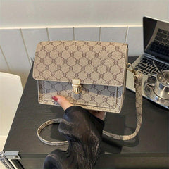 Vintage Geometric Crossbody Bag Retro PU Shoulder Bag Women's Classic Handbag