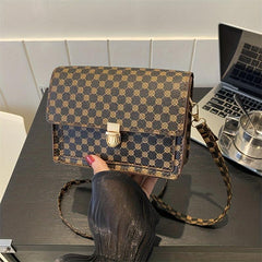 Vintage Geometric Crossbody Bag Retro PU Shoulder Bag Women's Classic Handbag