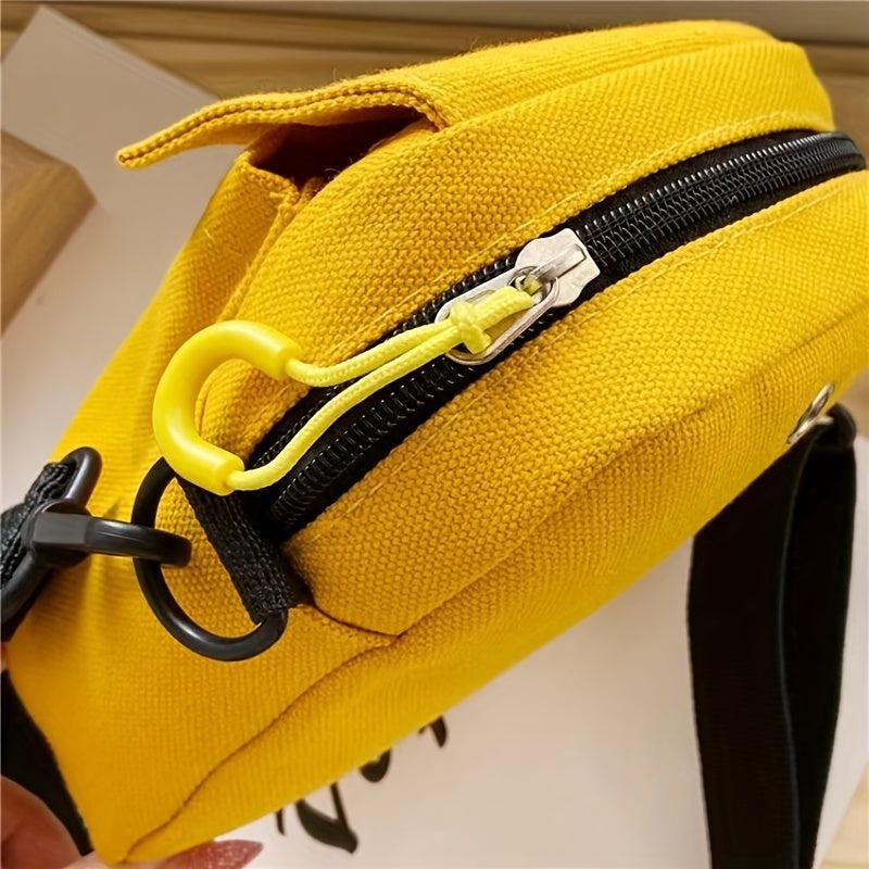 Daisy Embroidery Crossbody Bag Mini Canvas Square Purse
