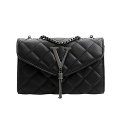 Argyle Quilted Chain Crossbody Bag with Metal & Tassel Square Flap Purse