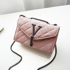 Argyle Quilted Chain Crossbody Bag with Metal & Tassel Square Flap Purse