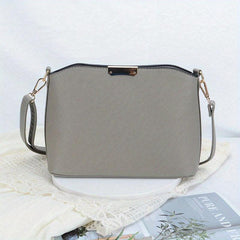 Stylish Crossbody Bag with Metal Decor, PU Leather Shoulder Purse