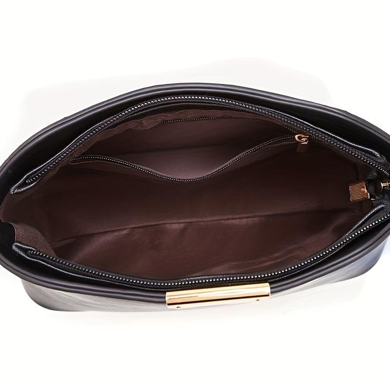 Stylish Crossbody Bag with Metal Decor, PU Leather Shoulder Purse