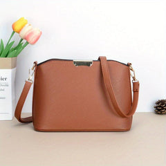 Stylish Crossbody Bag with Metal Decor, PU Leather Shoulder Purse