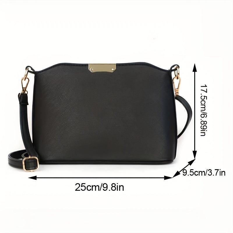 Stylish Crossbody Bag with Metal Decor, PU Leather Shoulder Purse