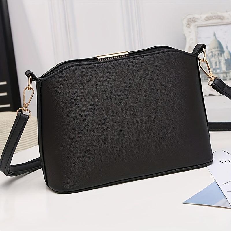Stylish Crossbody Bag with Metal Decor, PU Leather Shoulder Purse