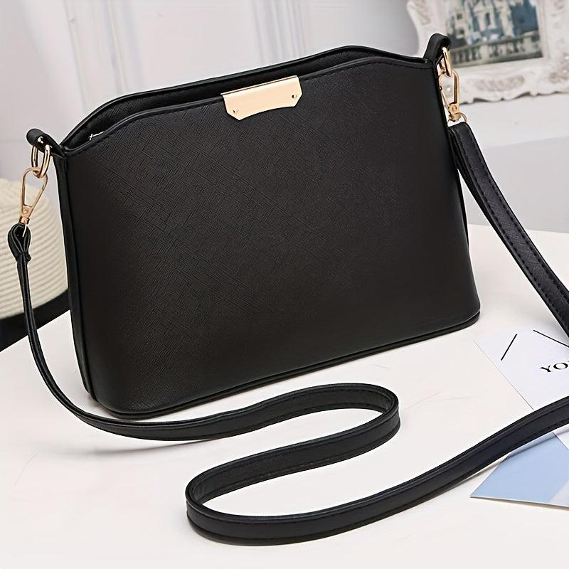 Stylish Crossbody Bag with Metal Decor, PU Leather Shoulder Purse