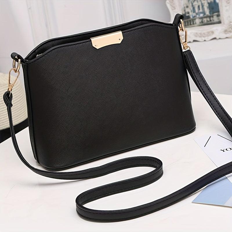 Stylish Crossbody Bag with Metal Decor, PU Leather Shoulder Purse