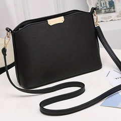 Stylish Crossbody Bag with Metal Decor, PU Leather Shoulder Purse