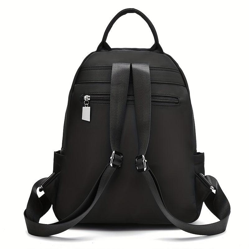 Nylon Backpack Zipper Front Travel Daypack Casual Student Schoolbag