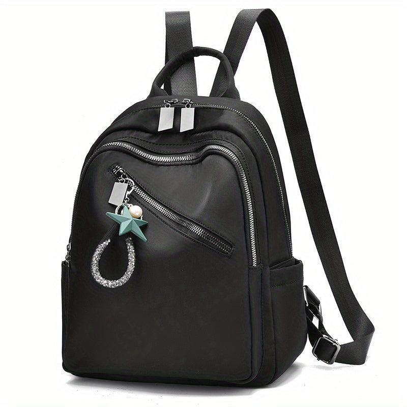 Nylon Backpack Zipper Front Travel Daypack Casual Student Schoolbag