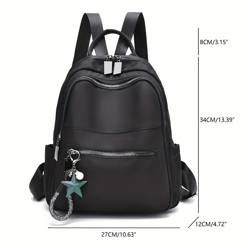Nylon Backpack Zipper Front Travel Daypack Casual Student Schoolbag