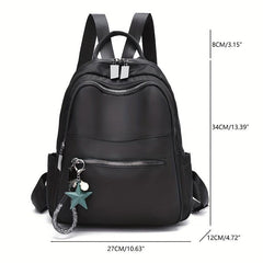 Nylon Backpack Zipper Front Travel Daypack Casual Student Schoolbag