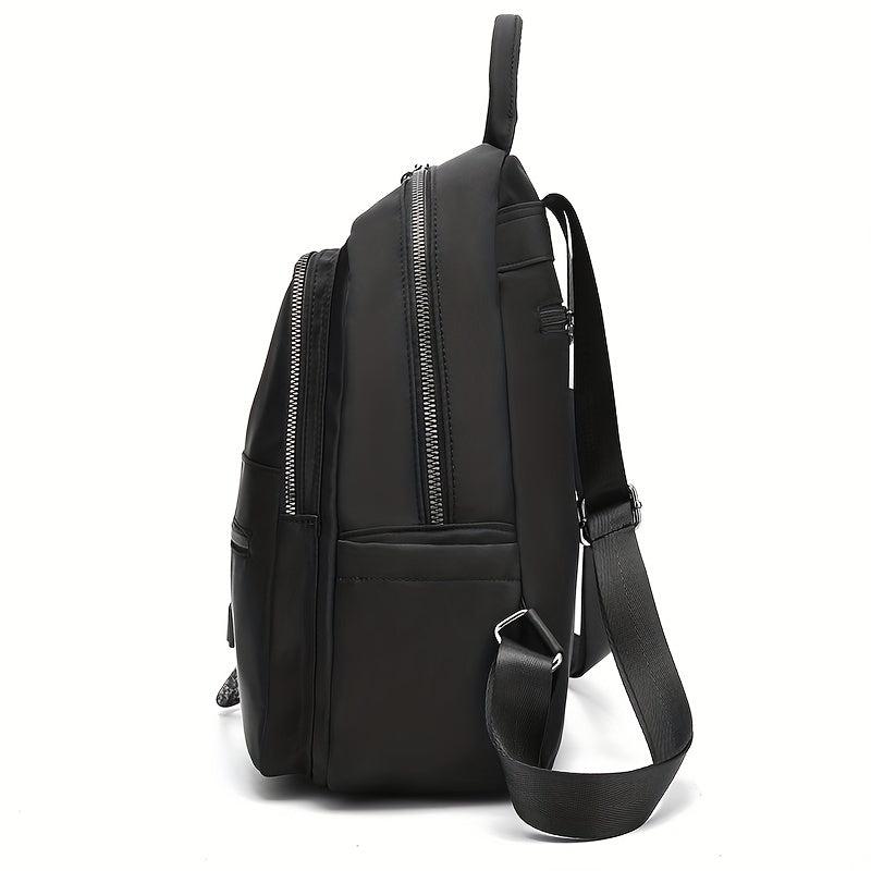 Nylon Backpack Zipper Front Travel Daypack Casual Student Schoolbag