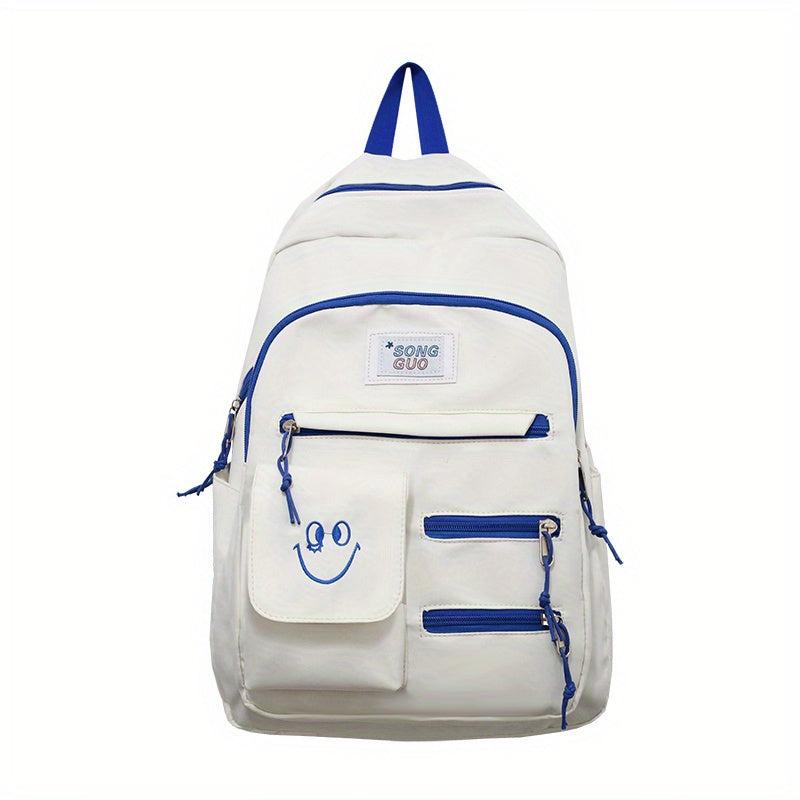 Smile Face Large Capacity Backpack Nylon Durable Lightweight School Travel Bag