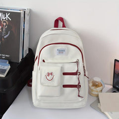 Smile Face Large Capacity Backpack Nylon Durable Lightweight School Travel Bag