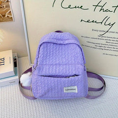 Mini Bubble Ruched Backpack Letter Patch School Bag Lightweight Daypack