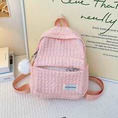 Mini Bubble Ruched Backpack Letter Patch School Bag Lightweight Daypack