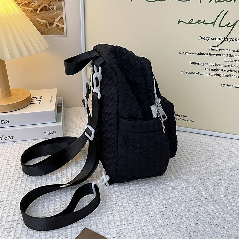 Mini Bubble Ruched Backpack Letter Patch School Bag Lightweight Daypack