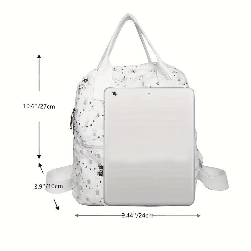 Butterfly Sequins Backpack Women Top Handle Canvas Schoolbag Y2K Daypack