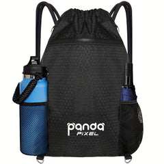 Honeycomb Pattern Drawstring Backpack Water Resistant Gym Bag