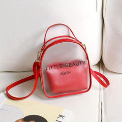 Clear Jelly Backpack With Inner Pouch PVC Purses Convertible Strap Crossbody Bag