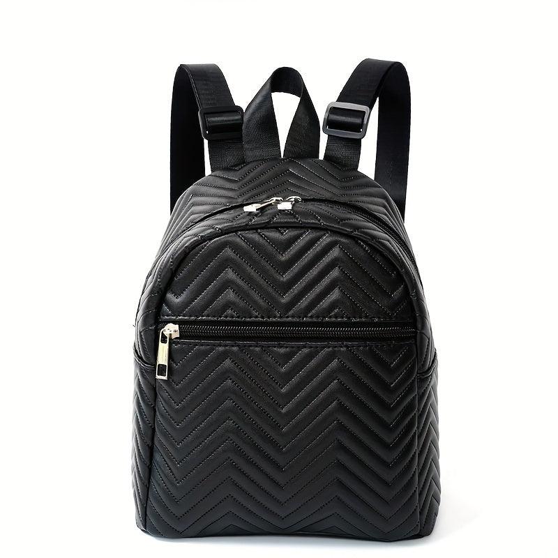 Embroidered PU Leather Small Backpack Waterproof School Travel Bag